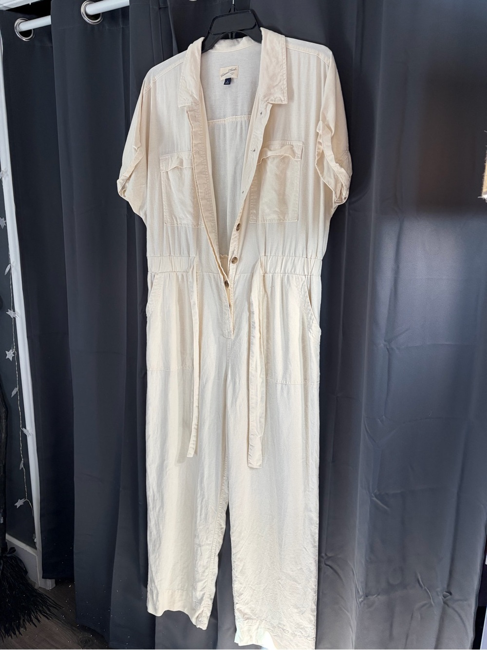 Universal Thread Cream Utility Short-Sleeve Jumpsuit